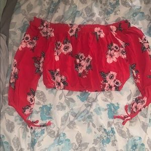 Red Floral Crop Top